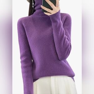 Jolie & Joy Vibrant Purple Ribbed Turtleneck Sweater Sizes S & XL